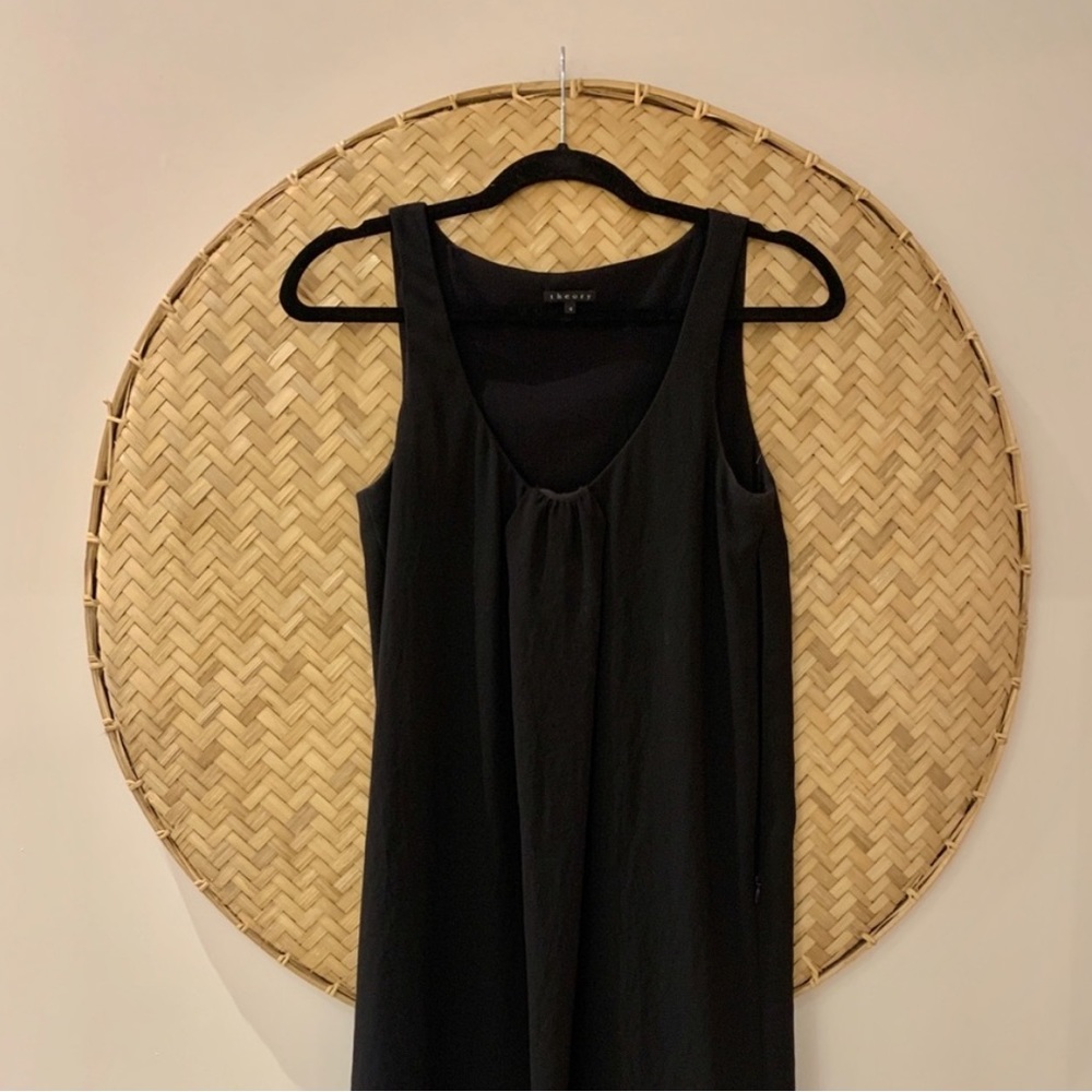 GORGEOUS FLATTERING BLACK THEORY LINED DRAPE STYLE DRESS‎ SIDE ZIPPER